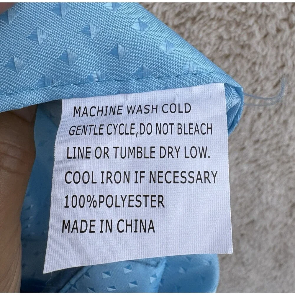 Vintage Double Swag Shower Curtain Light Blue Ruffle 70x72